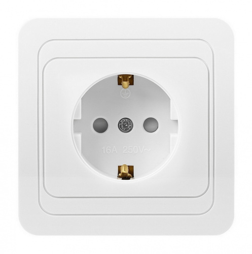 Розетка SMARTBUY скрытая установка, 1-местная с заземлением 16А белая с защ. штор. "Марс" (SBE-02w-16-S1-1Z) (1/10)