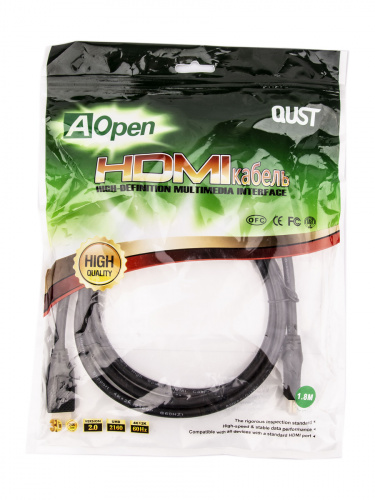 Кабель HDMI 19M/M ver 2.0, 1.8М,2 фильтра, Aopen/Qust <ACG517D-1.8M> (1/40) фото 4 Кабель HDMI 19M/M ver 2.0, 1.8М,2 фильтра, Aopen/Qust <ACG517D-1.8M> (1/40) фото 4