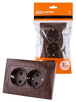 Розетка двойная 2П+З 16А 250В с защ. шт. венге , с/у, "Лама" (6/72) TDM (SQ1815-0413)