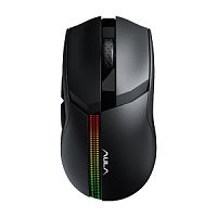 Беспроводная оптическая мышь AULA F813 ,USB,бат:500 мАч,Многоцв.подсв.,7 кн, черный (1/40) (80003287)