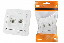 Розетка скрытая установка, компьютерная RJ-45 + TФ (RJ-11) белая "Валдай" TDM (SQ1804-0015)
