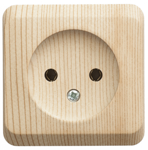 Розетка 1-м О/У ЭТЮД Дача 16А IP20 без заземл. без защ. шторок сосна Systeme Electric PA16-001D (1/25/200)