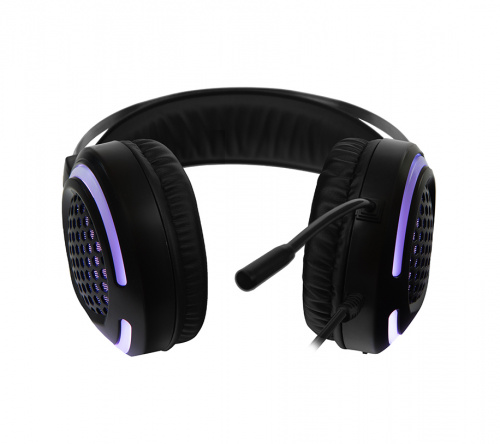 Игровая гарнитура CBR CHP 827 Armor, микрофон с шумоподав., USB/2хмини-джек 3,5 мм, LED-подсветка,  каб. 2,1 м, USB, чёрный (1/30) фото 9