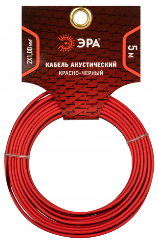 Кабель ЭРА акустический 2х1,00 мм2 красно-черный, 5 м (1/180) (Б0059291) фото 2