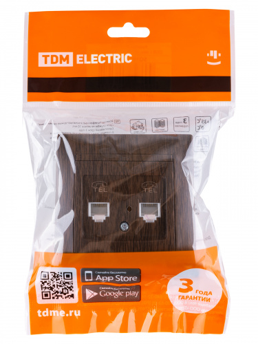 Розетка двойная телефонная RJ11 венге , с/у, "Лама" (10/120) TDM (SQ1815-0418) фото 2 Розетка двойная телефонная RJ11 венге , с/у, "Лама" (10/120) TDM (SQ1815-0418) фото 2