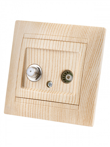 Розетка TV ("мама") + SAT (F-разъем) 0-2400МГц сосна , с/у, "Лама" (10/120) TDM (SQ1815-0320) фото 5 Розетка TV ("мама") + SAT (F-разъем) 0-2400МГц сосна , с/у, "Лама" (10/120) TDM (SQ1815-0320) фото 5