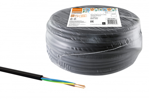 Провод НАРОДНЫЙ ПВСмб 3х0,75 (100м), черный (SQ0118-0921)