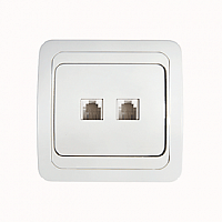 Розетка компьютерная двойная RJ-45 CLASSICO белая 2136 IN HOME (10/100) (4690612018300)