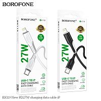 Кабель Type-C - 8 pin Borofone BX119, 1.0м, круглый, ПВХ, PD27W, цвет: чёрный (1/360) (6941991121951)