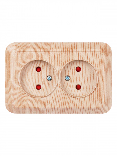 Розетка TDM угловая двойная 2П открытой установки с з/ш IP20 250В 10А сосна "Ладога" (6/72) (SQ1801-0442) фото 7