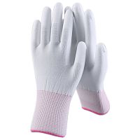 Перчатки рабочие с полиуретановым покрытием белые с высокой тактильной чувствительностью PUW1, р-р L (1/12/240) (106736)