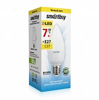 Лампа светодиодная SMARTBUY C37 7Вт 220V 3000K E27 (свеча, теплый свет) (10/100) (SBL-C37-07-30K-E27)