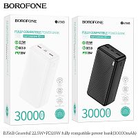 Мобильный аккумулятор Аккумулятор внешний Borofone BJ56B Graceful, 30000mAh, пластик, PD20Вт, 1 USB выход, Type-C, цвет: чёрный (1/24) (6941991116445)