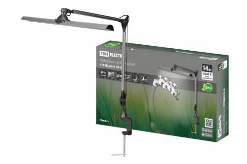 Светильник светодиодный TDM струбцина СН-60, 2 колена, сенс-димм, 220 В, 14Вт, 5000 К, сереб-черн, (1/1/4) (SQ0337-0165) Светильник светодиодный TDM струбцина СН-60, 2 колена, сенс-димм, 220 В, 14Вт, 5000 К, сереб-черн, (1/1/4) (SQ0337-0165)