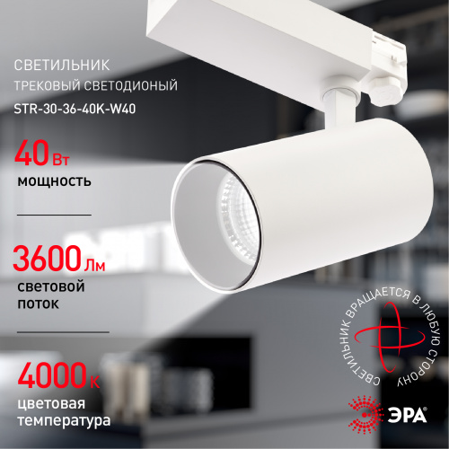 Светильник ЭРА трековый трехфазный SТR-30-36-40K-W40 узкий луч 4000K белый (1/20) (Б0049755) фото 10
