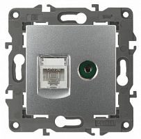 Розетка ЭРА, серии ЭРА Elegance, скрытой установки, RJ45+TV, IP20, алюминий
