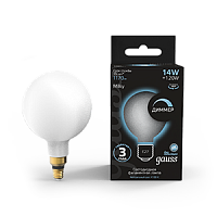 Лампа светодиодная GAUSS Filament G200 14W 1170lm 4100К Е27 milky диммируемая 1/4 (153202214-D)