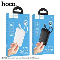 Мобильный аккумулятор Аккумулятор внешний HOCO J134 Strong, 5000mAh, пластик, 1 USB выход, кабель 8 pin, 2.0А, цвет: чёрный (1/70) (6942007641524)