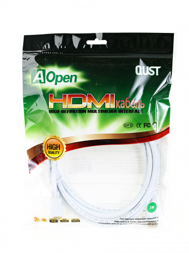 Кабель Aopen HDMI 19M/M ver 2.0, 3М, белый (1/30) (ACG711W-3M) фото 3