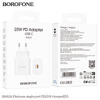 Блок питания сетевой 1 Type-C Borofone BA82A Platinum, пластик, PD25Вт, цвет: белый (1/46/184) (6941991112256)