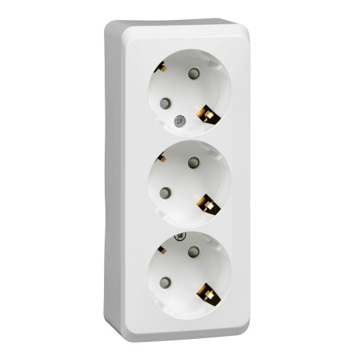 Розетка 3-м О/У ЭТЮД 16А IP20 250В с заземл. защ. шторки бел. Systeme Electric PA16-012B (1/9/72) Розетка 3-м О/У ЭТЮД 16А IP20 250В с заземл. защ. шторки бел. Systeme Electric PA16-012B (1/9/72)