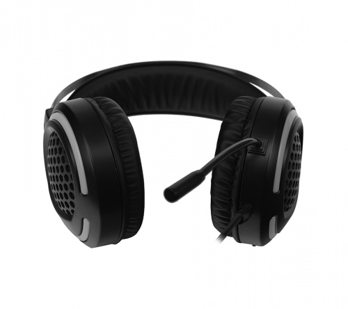 Игровая гарнитура CBR CHP 827 Armor, микрофон с шумоподав., USB/2хмини-джек 3,5 мм, LED-подсветка,  каб. 2,1 м, USB, чёрный (1/30) фото 10