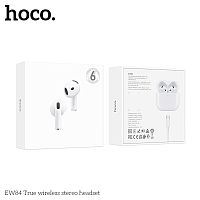 Наушники внутриканальные HOCO EW84 True, пластик, bluetooth 5.4, микрофон, цвет: белый (1/20/200) (6942007647779)