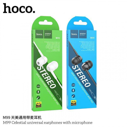 Наушники внутриканальные HOCO M99 Celestial, микрофон, кнопка ответа, кабель 1.2м, цвет: чёрный (1/420) (6931474778833)