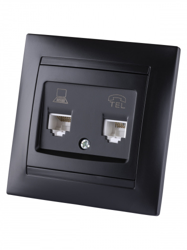 Розетка телефонная RJ11 + компьютерная RJ45 графит , с/у, "Лама" (10/120) TDM (SQ1815-0619) фото 5 Розетка телефонная RJ11 + компьютерная RJ45 графит , с/у, "Лама" (10/120) TDM (SQ1815-0619) фото 5