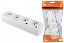 Колодка розеточная 4 гнезда 2П б/з 10А 250В белая TDM (1/20/120) (SQ1806-0011)