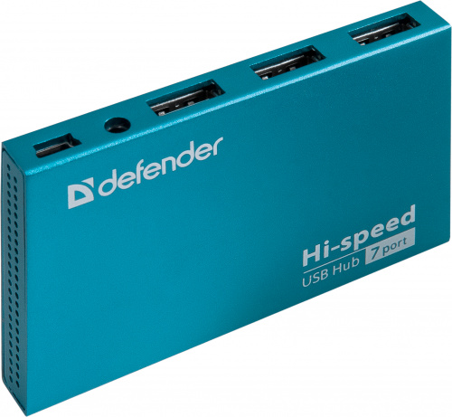 Разветвитель DEFENDER SEPTIMA SLIM 7 портов, USB 2.0(адаптер 2А) (1/50) (83505) фото 5