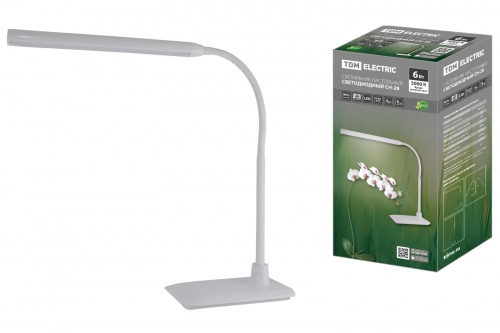 Светильник светодиодный TDM настольный СН-28, 6 Вт, сенсор-диммер, 5000 К, 220 В, белый, (1/12) (SQ0337-0094) Светильник светодиодный TDM настольный СН-28, 6 Вт, сенсор-диммер, 5000 К, 220 В, белый, (1/12) (SQ0337-0094)