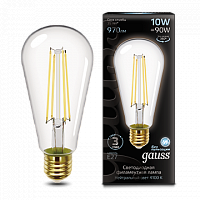 Лампа светодиодная GAUSS Filament ST64 10W 970lm 4100К Е27 1/10/40 (157802210)