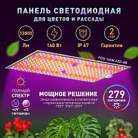 Квантум борд ЭРА FITO-160W-LED-QB Quantum board фитопрожектор-панель полного спектра 160 Вт подвесной (1/10) (Б0057283)