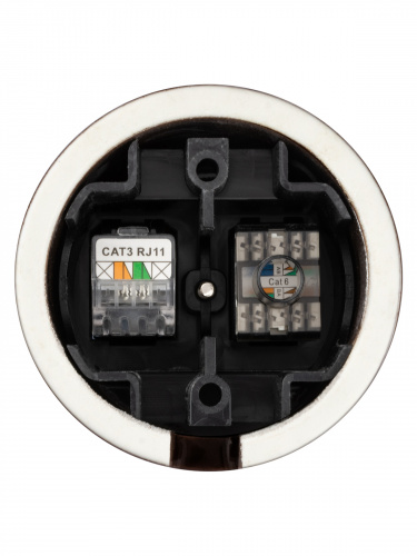 Розетка TDM телефонная RJ11 + компьютерная RJ45 коричневая «Болонь» (1/72) (SQ1820-0452) фото 3
