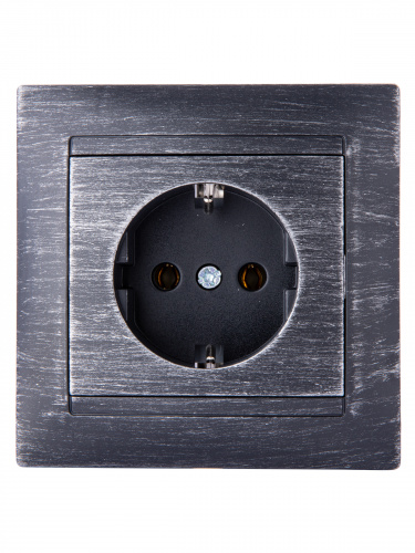 Розетка 2П+З 16А 250В старинное серебро с/у, "Лама" TDM (10/120) (SQ1815-0664) фото 4