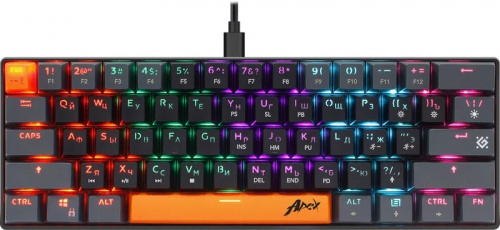 Клавиатура проводная игровая механическая DEFENDER Apex GK-002 RU, 3цв/черн, RGB подсветка, 61клавиши (1/18) (45003) Клавиатура проводная игровая механическая DEFENDER Apex GK-002 RU, 3цв/черн, RGB подсветка, 61клавиши (1/18) (45003)