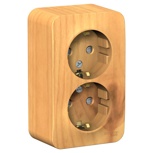 Розетка 2-м О/У BLANCA 16А IP20 250В с заземл. защ. шторки с изолир. пластиной ясень Systeme Electric BLNRA011215 (1/8/16)