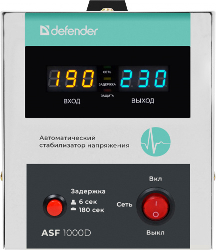 Стабилизатор напряжения DEFENDER ASF 1000D напольный 600Вт метал корпус, 1 розетка (1/6) (99035) фото 7