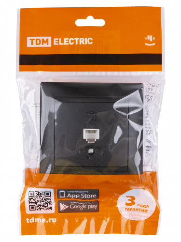 Розетка телефонная RJ11 графит , с/у, "Лама" (10/120) TDM (SQ1815-0615) фото 2 Розетка телефонная RJ11 графит , с/у, "Лама" (10/120) TDM (SQ1815-0615) фото 2