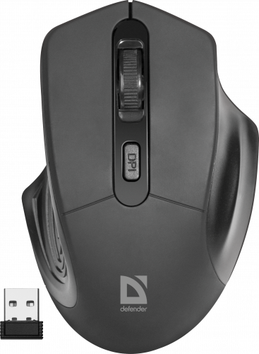 Беспроводная мышь DEFENDER Datum MB-345, 4 кнопки, 800-1600 dpi, USB, черный (1/40) (52345) фото 2