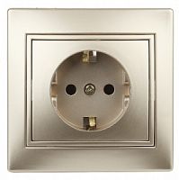 Розетка INTRO 2P+E Schuko со шторками, 16АХ-250В, скрытой установки, Plano, шампань (1/10/200/2000) (Б0030075)