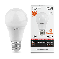 Лампа светодиодная GAUSS Elementary A60 7W 520lm 3000K E27 1/10/50 (23217A)