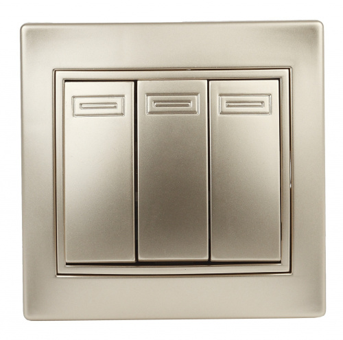 Выключатель INTRO 3 клавиши, 10АХ-250В, скрытой установки, Plano, шампань (1/10/200/2400) (Б0030051) фото 10 Выключатель INTRO 3 клавиши, 10АХ-250В, скрытой установки, Plano, шампань (1/10/200/2400) (Б0030051) фото 10