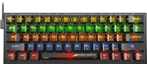 Клавиатура проводная игровая механическая REDRAGON Fizz RU, RGB, прозрачный черный (1/20) (71737)