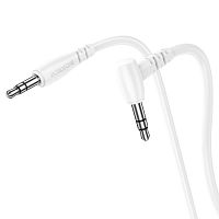 Кабель AUX, Jack 3,5mm(m) - Jack 3,5mm(m) Borofone BL10, 1.0м, круглый, силикон, боковой, цвет: белы (1/63/252) (6974443382174)