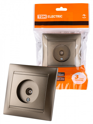 Розетка телевизионная простая (0-2400МГц, "мама") бронза , с/у, "Лама" (10/120) TDM (SQ1815-0717) Розетка телевизионная простая (0-2400МГц, "мама") бронза , с/у, "Лама" (10/120) TDM (SQ1815-0717)