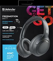 Наушники полноразмерные DEFENDER FreeMotion B677, Bluetooth, ANC, микрофон, черный(1/24) (63677)