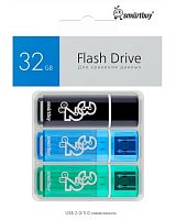 Флеш-накопитель USB  32GB  Smart Buy  Glossy  комплект 3 шт. (чёрный / синий / зелёный) (SB032GB2GSKBGSET)
