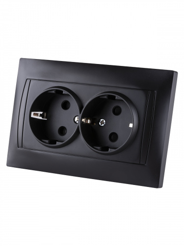 Розетка двойная 2П+З 16А 250В с защ. шт. графит , с/у, "Лама" (6/72) TDM (SQ1815-0613) фото 5 Розетка двойная 2П+З 16А 250В с защ. шт. графит , с/у, "Лама" (6/72) TDM (SQ1815-0613) фото 5